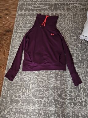 Under Armour Women's Plum Hoodie with Coral Logo and Drawstrings